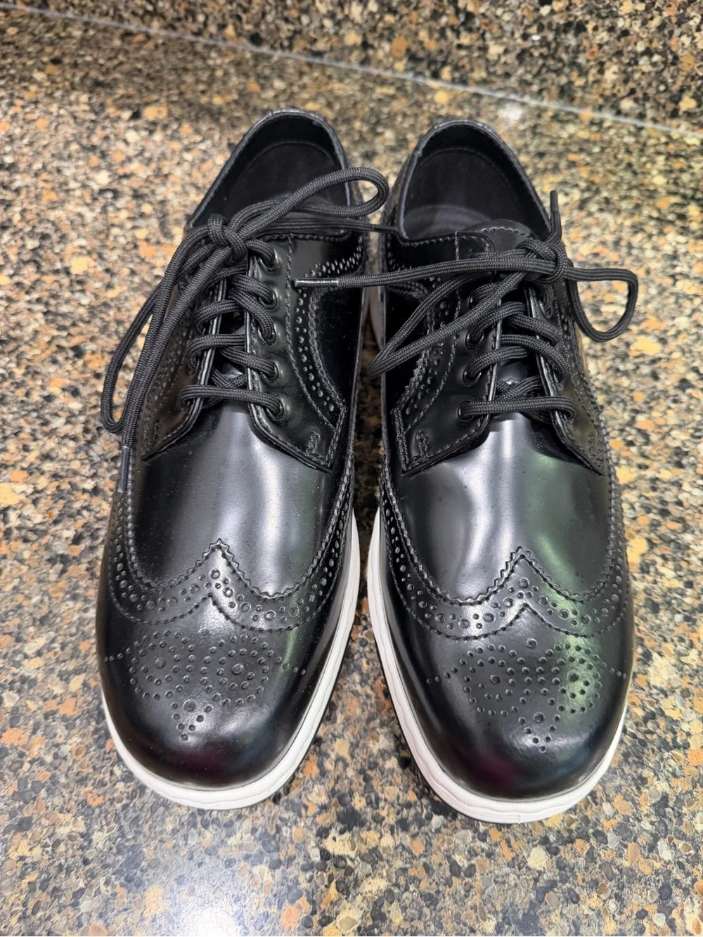 Classic Black Wingtip Derby with White Sole dr martens men’s 10